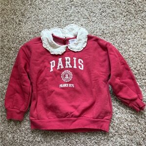 Zara Girls' Raspberry Sweatshirt with Lace Peter Pan Collar